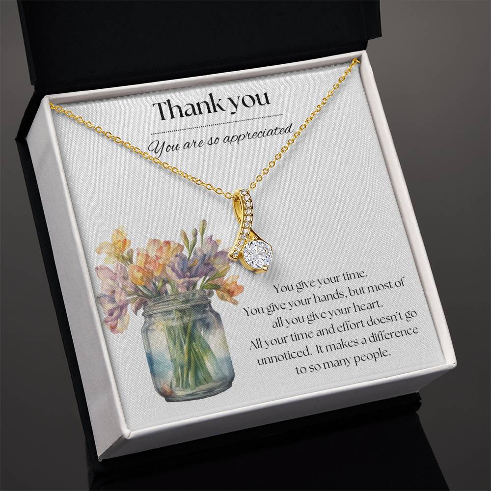 Thank You Necklace With Flowers