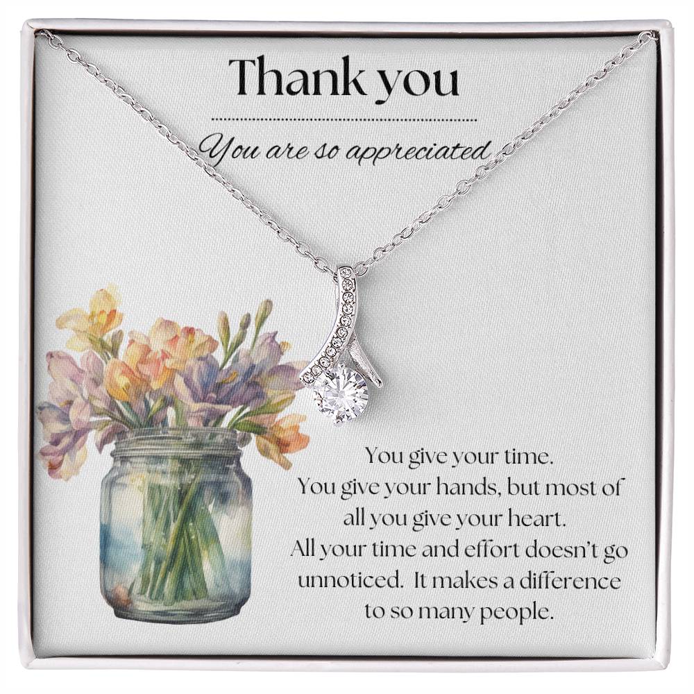 Thank You Necklace With Flowers