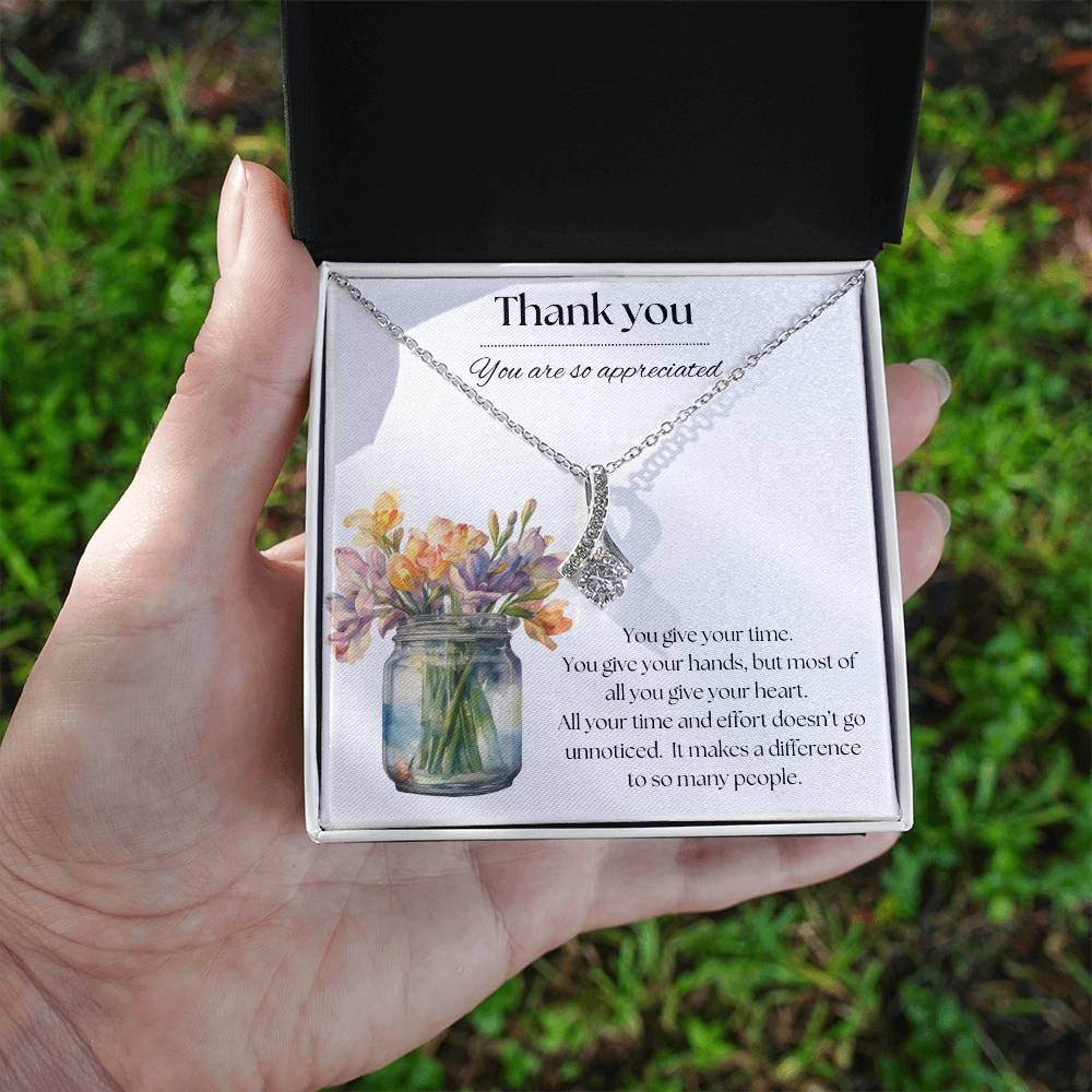 Thank You Necklace With Flowers