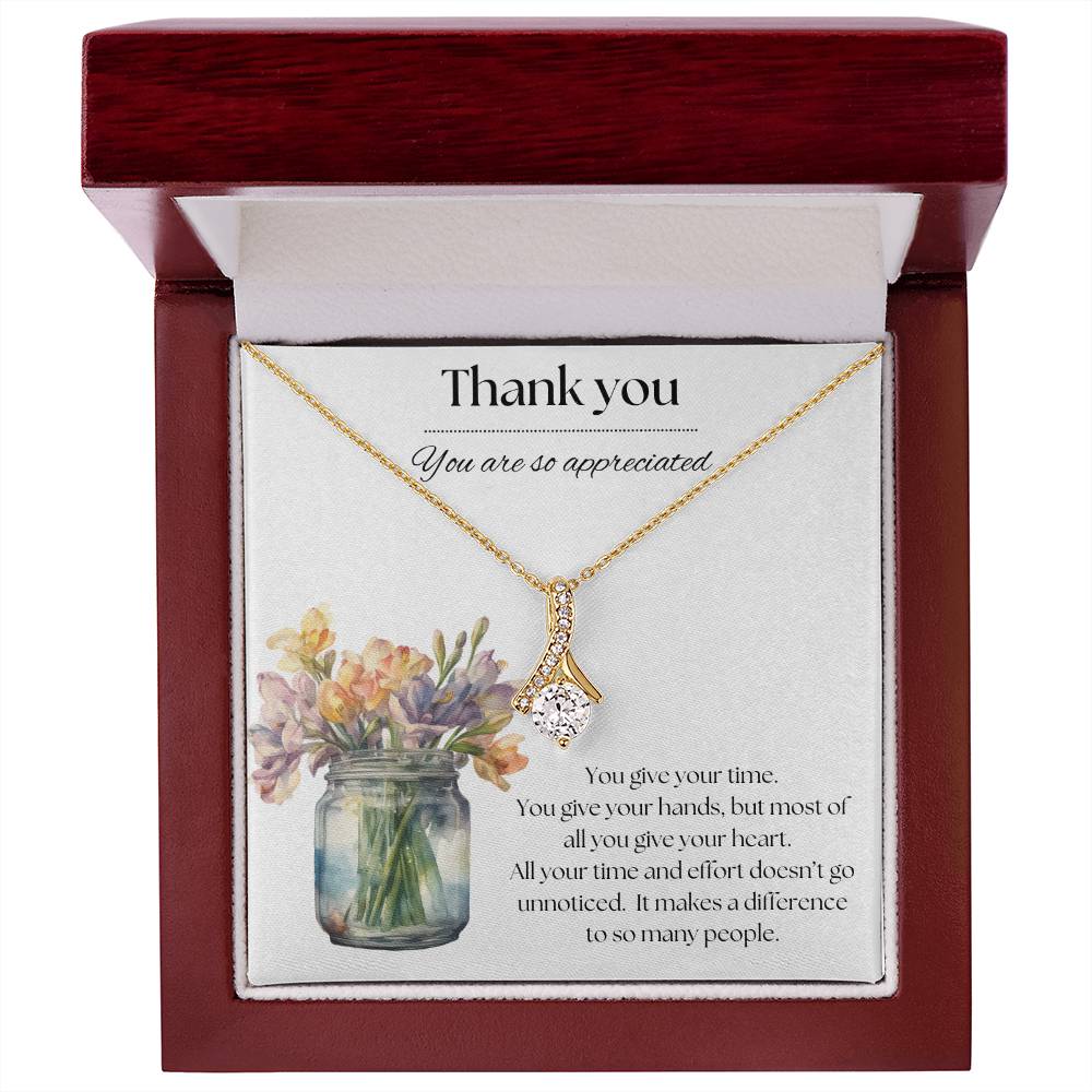 Thank You Necklace With Flowers