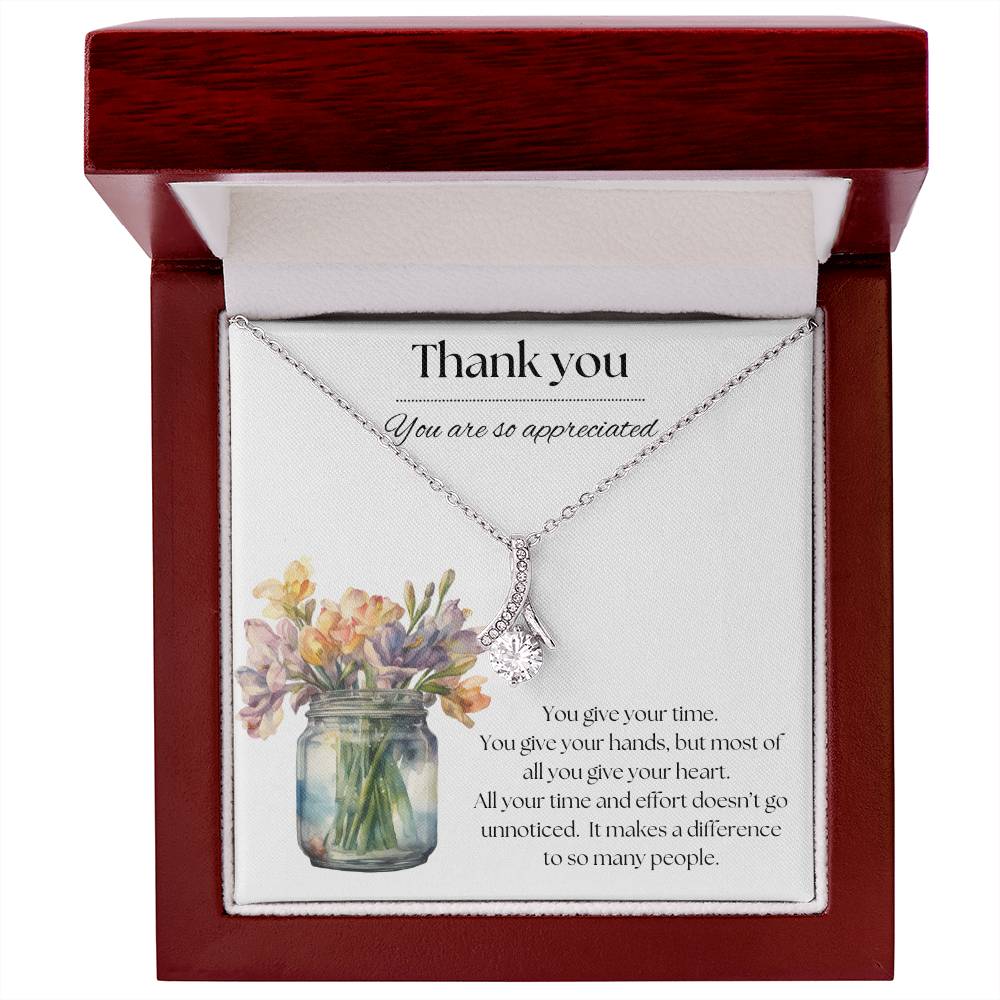 Thank You Necklace With Flowers