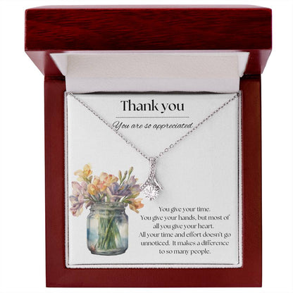 Thank You Necklace With Flowers