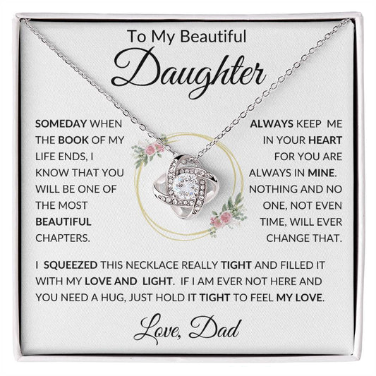 To My Beautiful Daughter Love Knot Necklace | Gift For Her From Dad