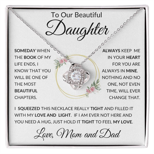 9 To Our Beautiful Daughter Love Knot Necklace | Gift For Her From Mom and Dad