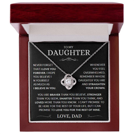 To My Beautiful Daughter, From Dad - This Old Lion Will Always Have Your Back - Love Knot Necklace