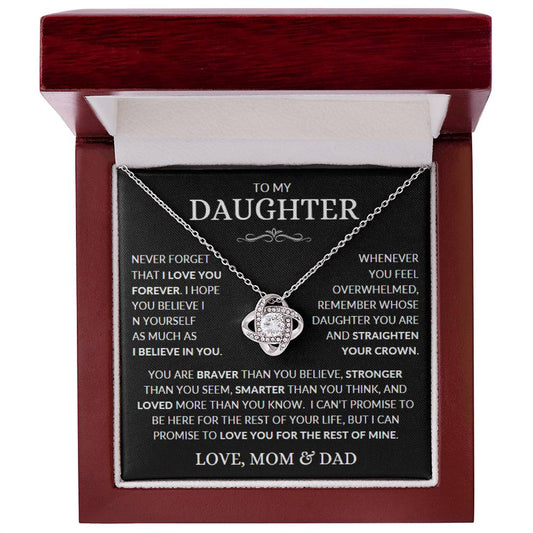 Beautiful Gift for Daughter From Mom and Dad - This Old Lion Will Always Have Your Back - Love Knot Necklace