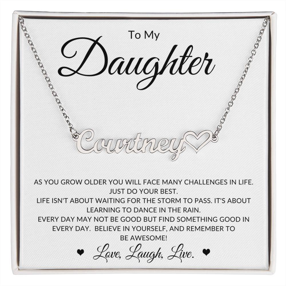 Heartfelt Elegance: Name Necklace with Engraved Heart for a Thoughtful Gift | To My Daughter