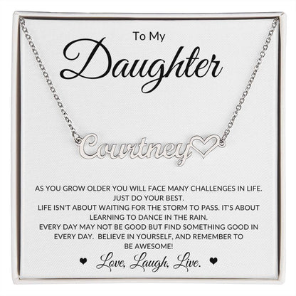 Heartfelt Elegance: Name Necklace with Engraved Heart for a Thoughtful Gift | To My Daughter