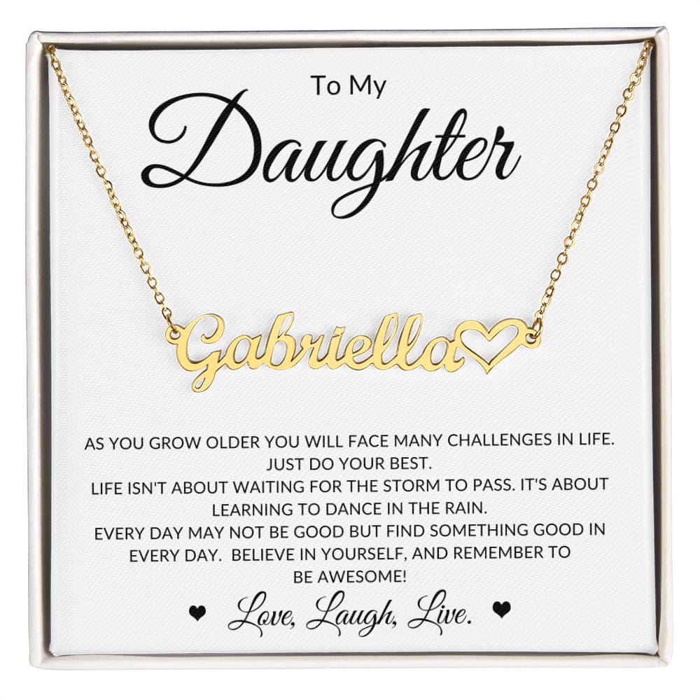 Heartfelt Elegance: Name Necklace with Engraved Heart for a Thoughtful Gift | To My Daughter