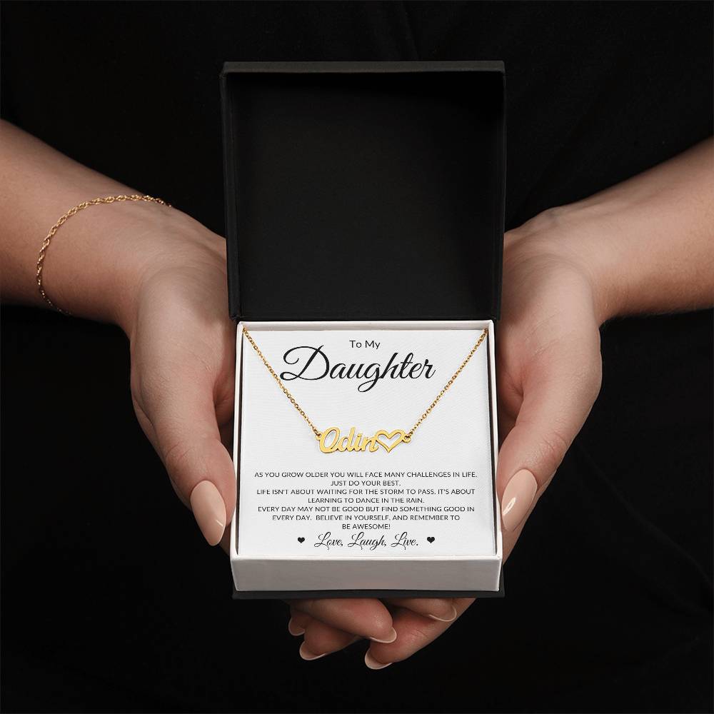 Heartfelt Elegance: Name Necklace with Engraved Heart for a Thoughtful Gift | To My Daughter