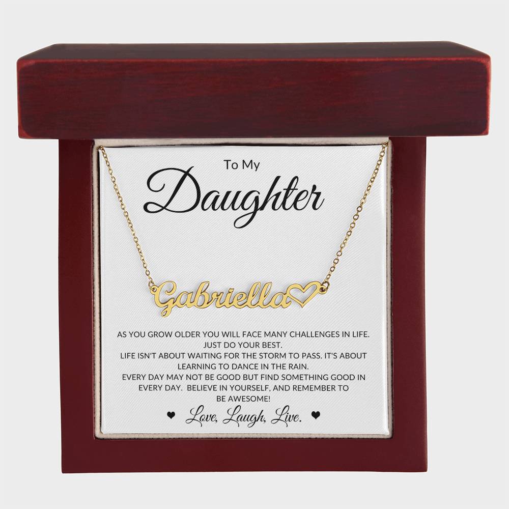 Heartfelt Elegance: Name Necklace with Engraved Heart for a Thoughtful Gift | To My Daughter