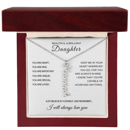 To My Beautiful and Brilliant Daughter Personalized Name Necklace