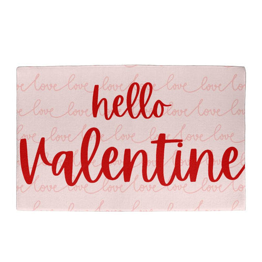 Fancy Hello Valentine Welcome Mat