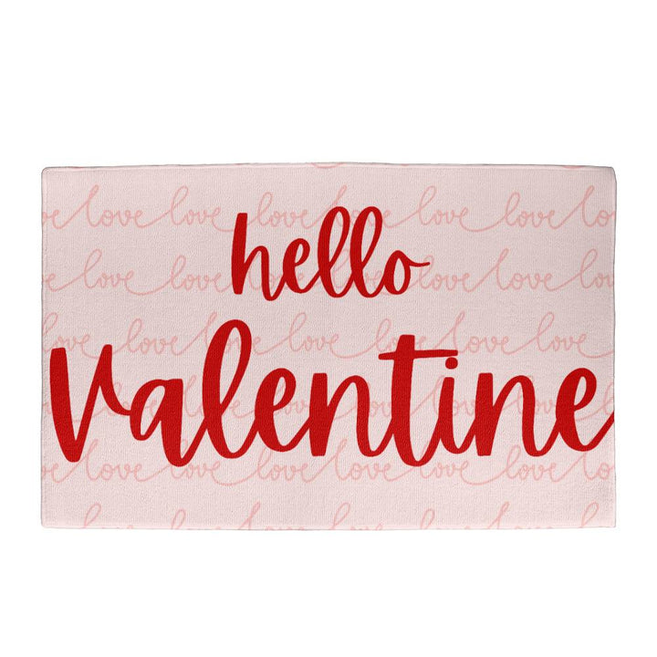 Fancy Hello Valentine Welcome Mat